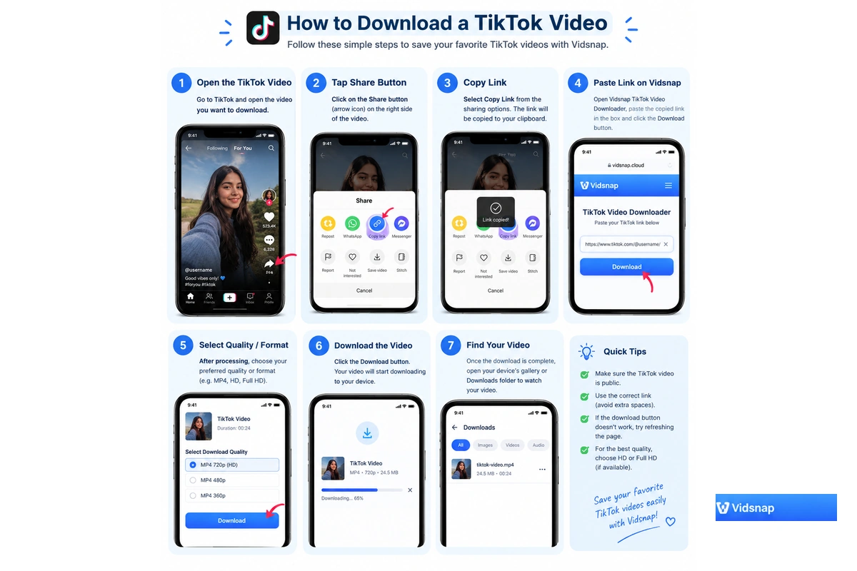 How to download a TikTok video step by step using Vidsnap